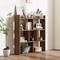 Costway 1/2 PCS 7-cube Bookcase Open Storage Shelf with Anti-tipping Kits for Living Room Walnut